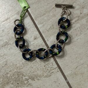 Blue & Green Fabric-Wrapped Link Bracelet..Vera Bradley 
NWT